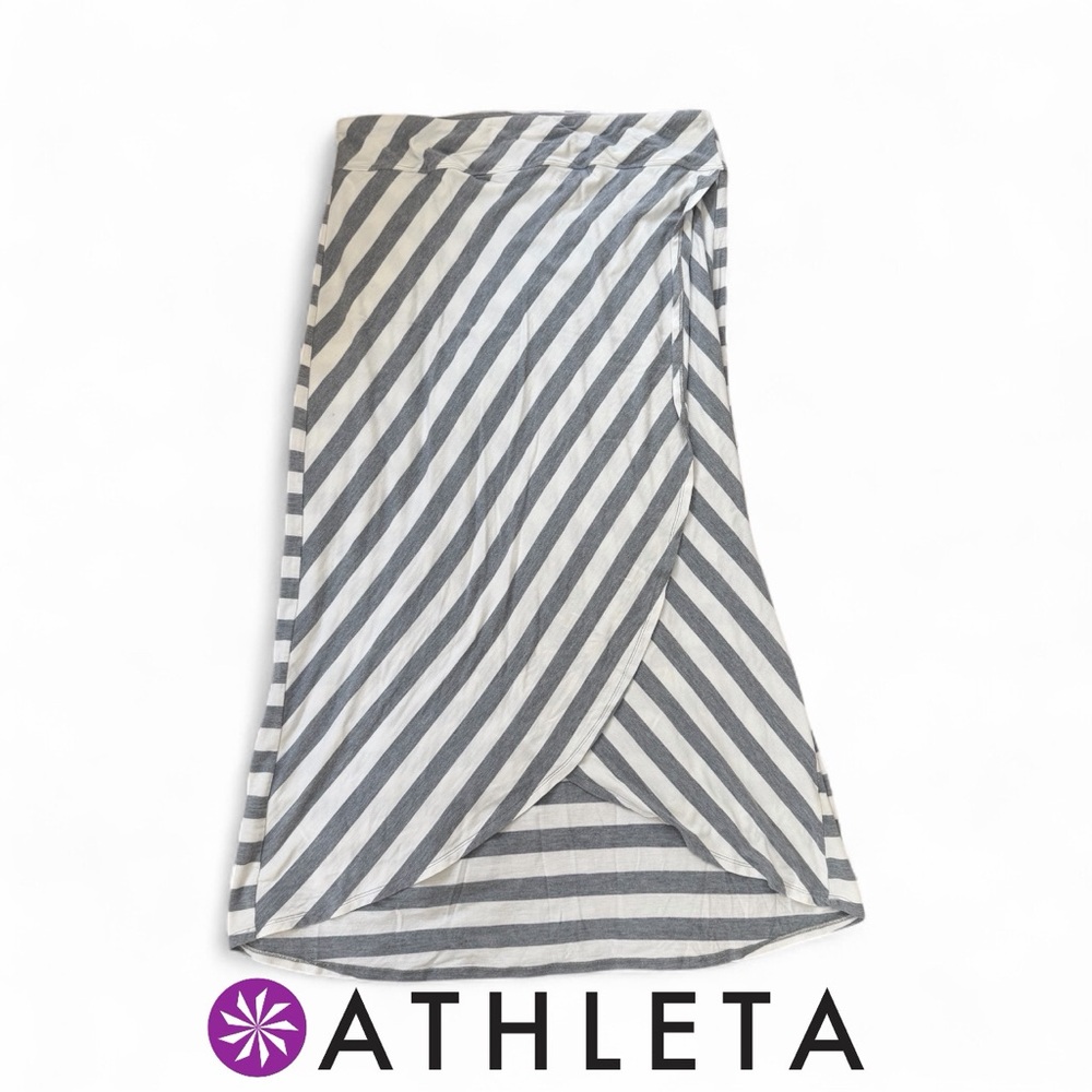 Athleta Grey and white 🤍🩶 stripe jersey wrap skirt size XL nautical
